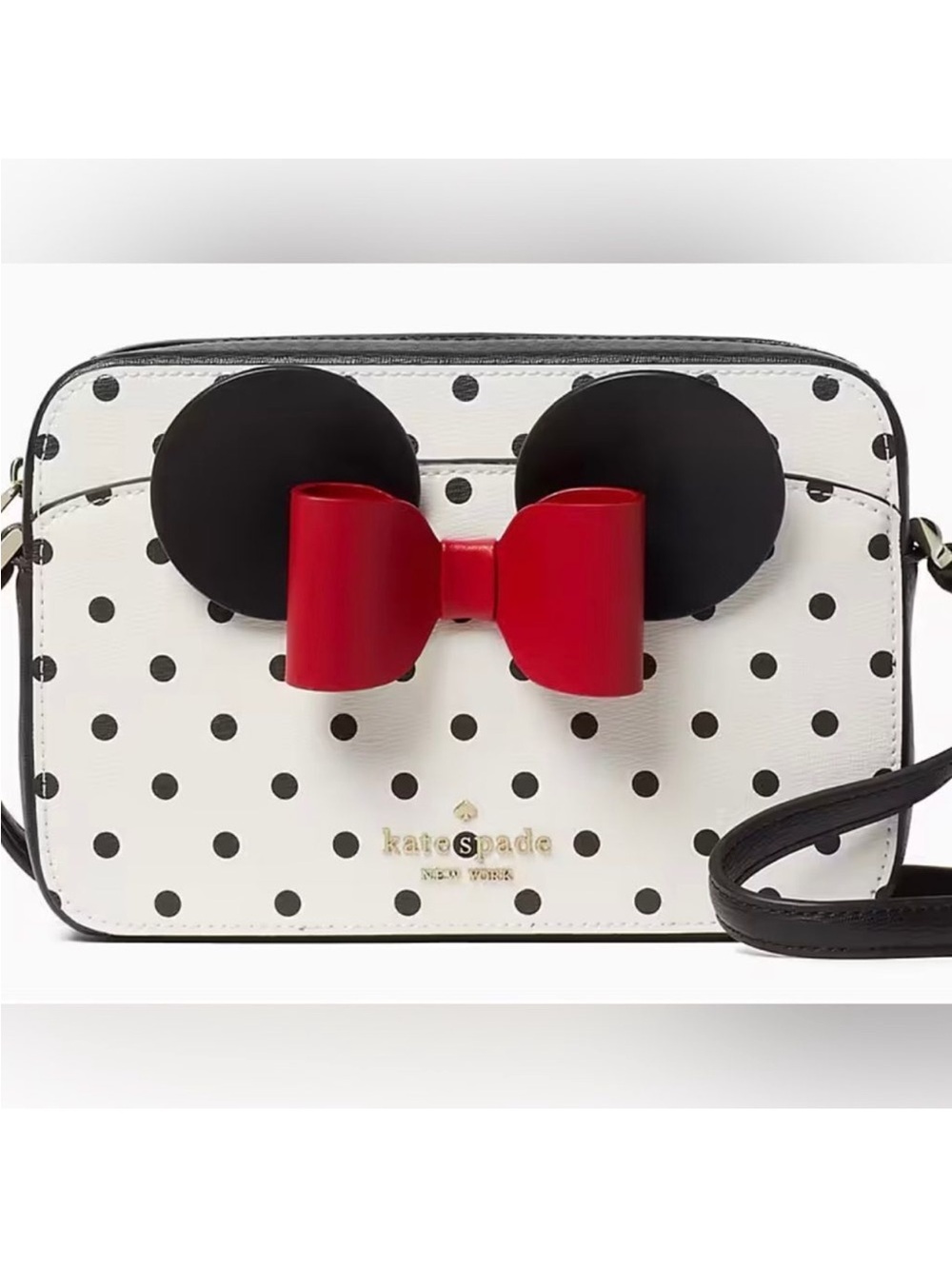 NWT Kate Spade X Disney Minnie Mouse Polka Dot Leather Crossbody Camera Bag Rare